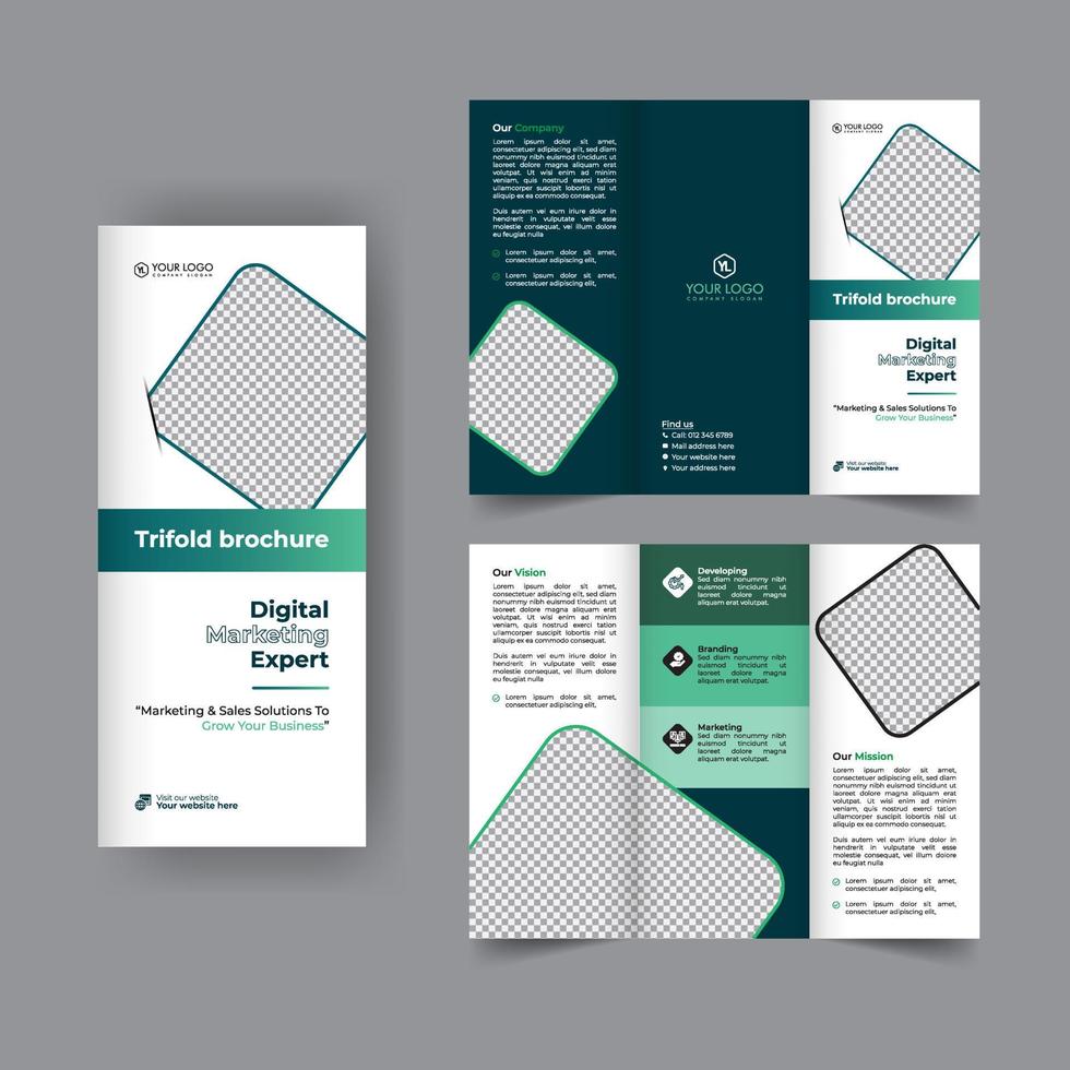 Business trifold brochure annual report cover, digital marketing tri fold corporate brochure cover or flyer design. Leaflet presentation. Catalog with Abstract geometric background. Modern template vector