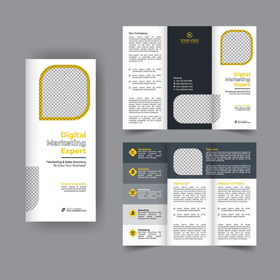 Business trifold brochure annual report cover, digital marketing tri fold corporate brochure cover or flyer design. Leaflet presentation. Catalog with Abstract geometric background. Modern template. vector