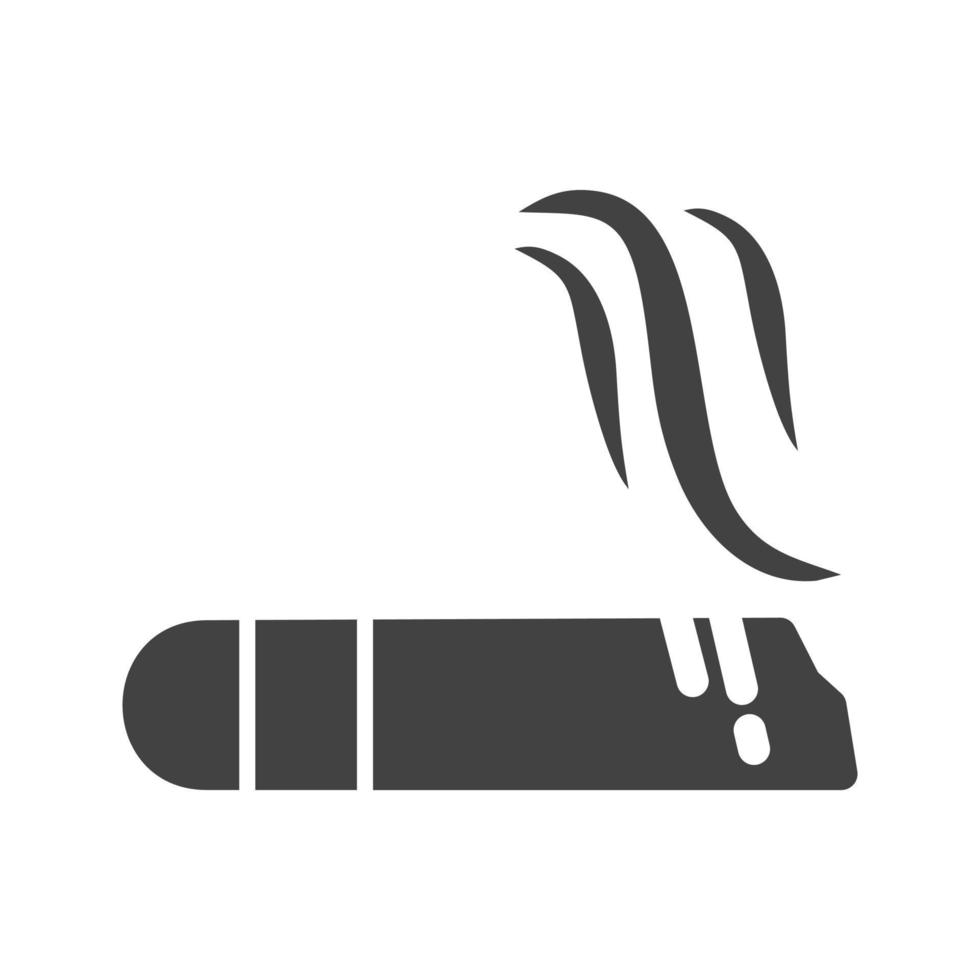 icono de glifo de cigarro negro vector