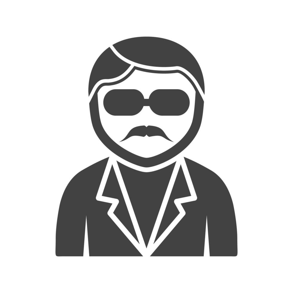 Cool Guy in Sunglasses Glyph Black Icon vector