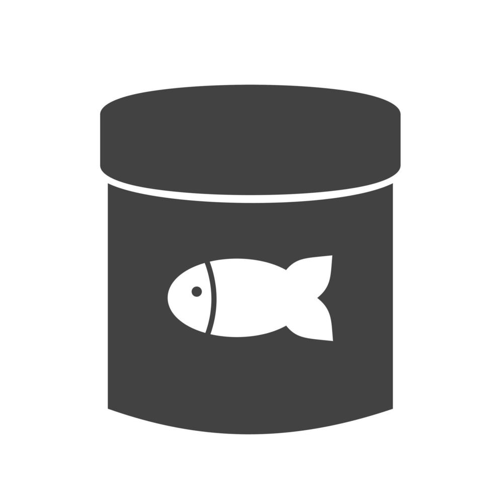 icono negro de glifo de comida de pescado enlatado vector