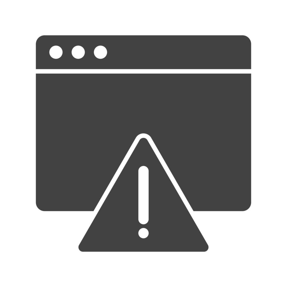 Warning on Browser Glyph Black Icon vector