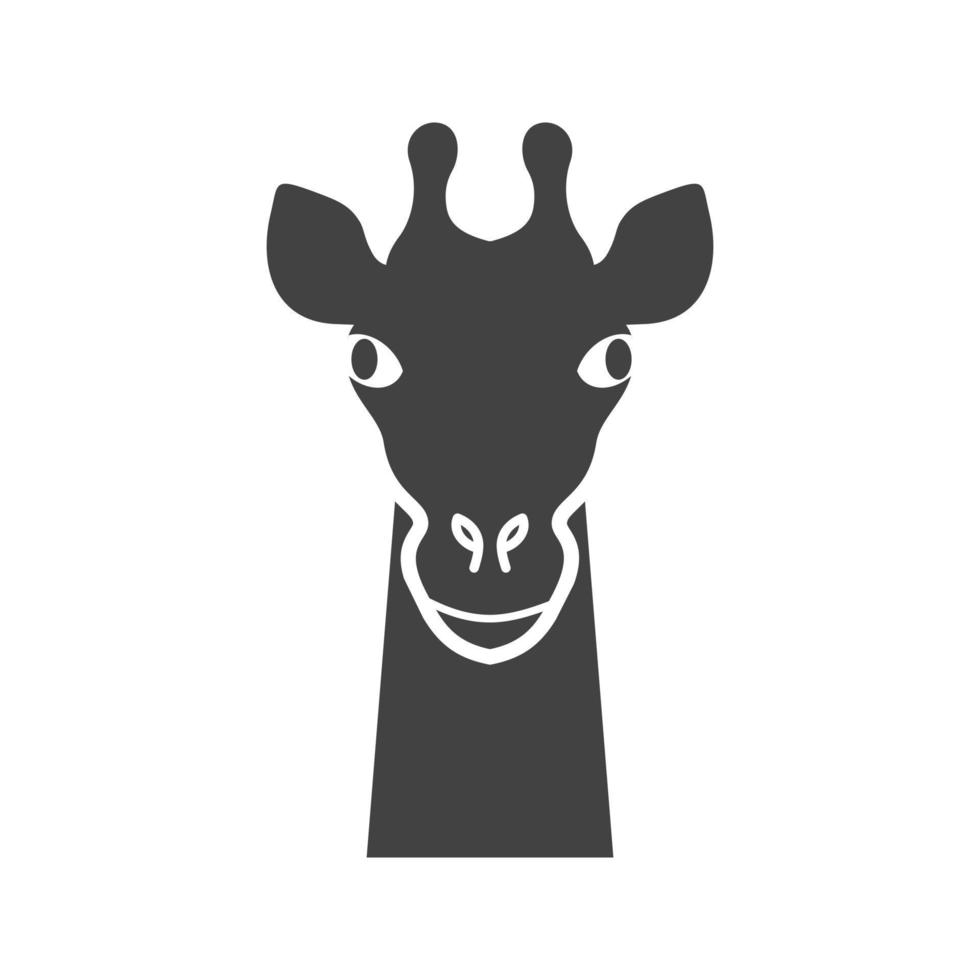 Giraffe Face Glyph Black Icon vector