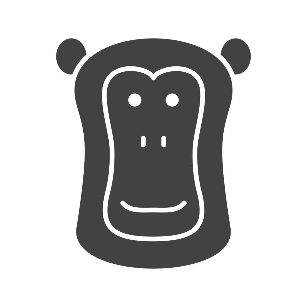 Baboon Face Glyph Black Icon vector