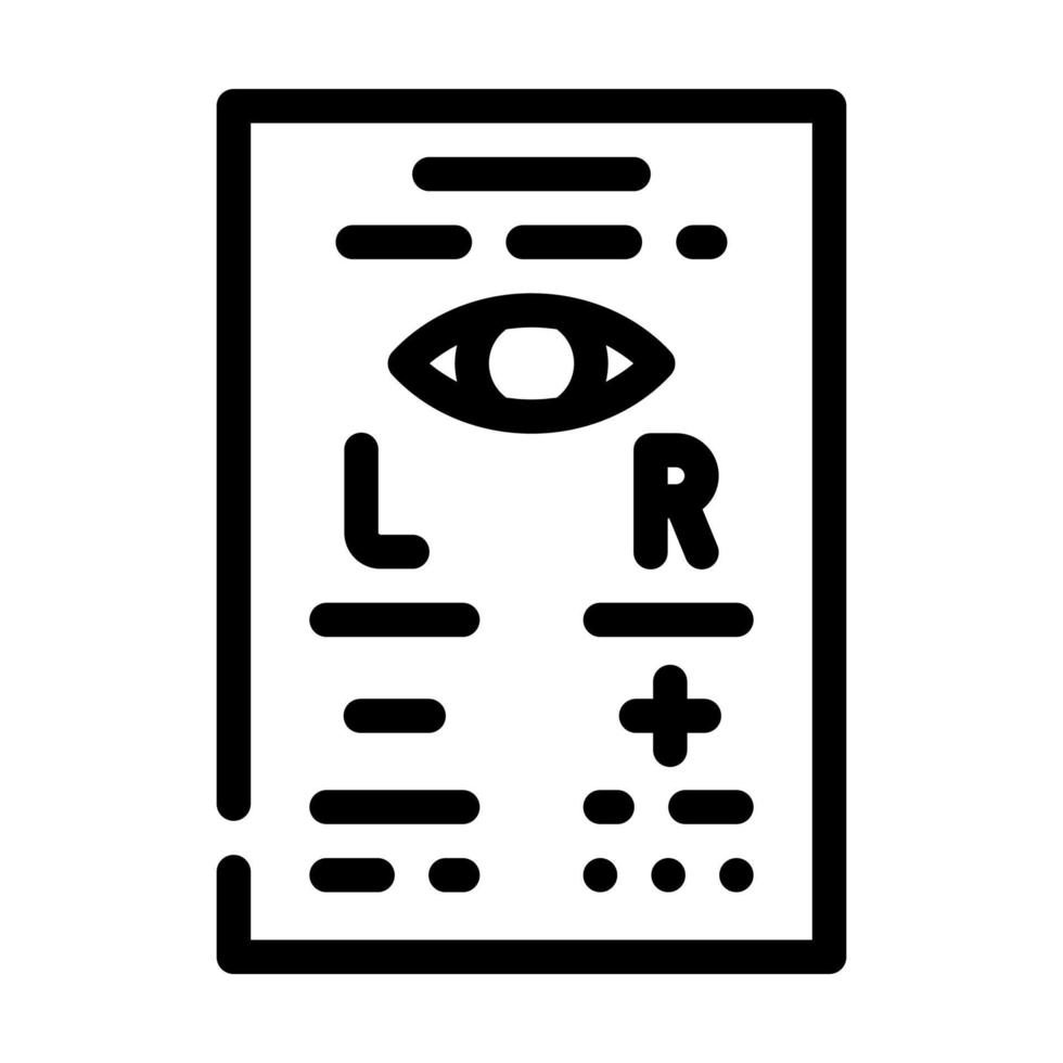 receta para gafas o ilustración de vector de icono de línea de lente