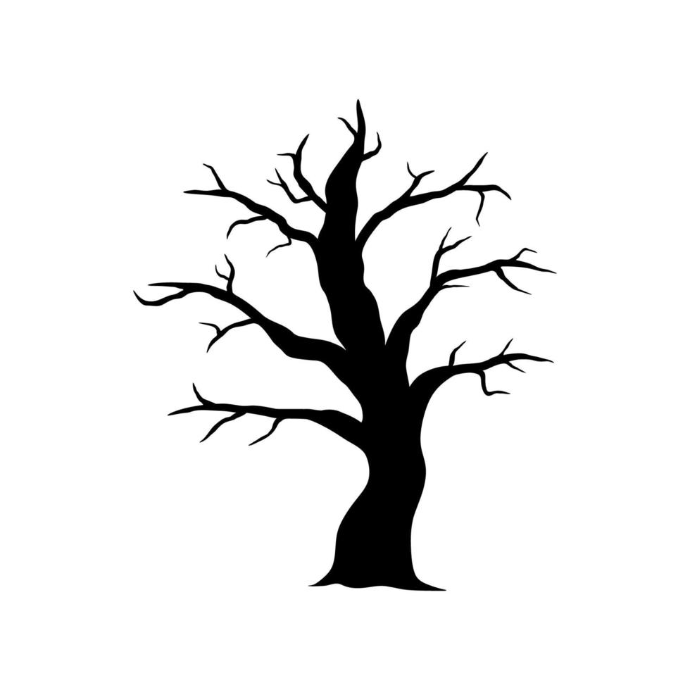 silueta negra del árbol de halloween aterrador. elemento de vacaciones para el diseño de celebración. ilustración vectorial aislado sobre fondo blanco vector