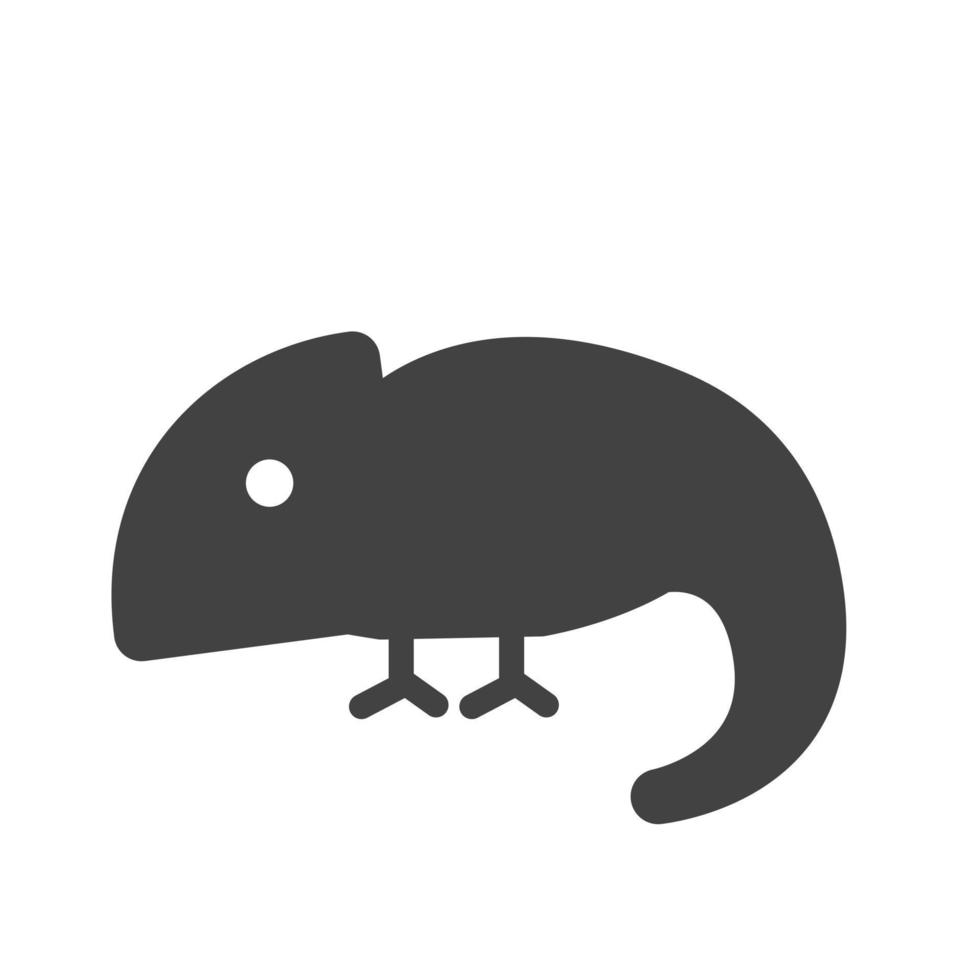 mascota camaleón glifo icono negro vector