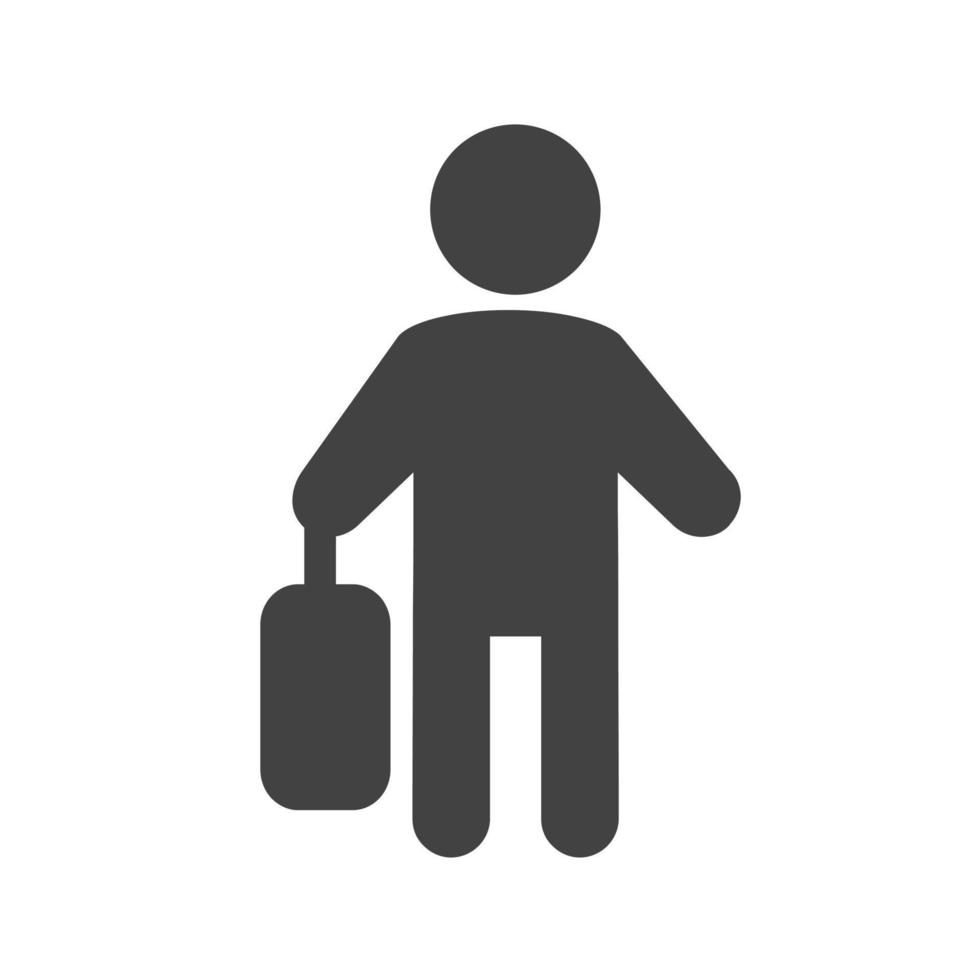 Walking with briefcase Glyph Black Icon vector