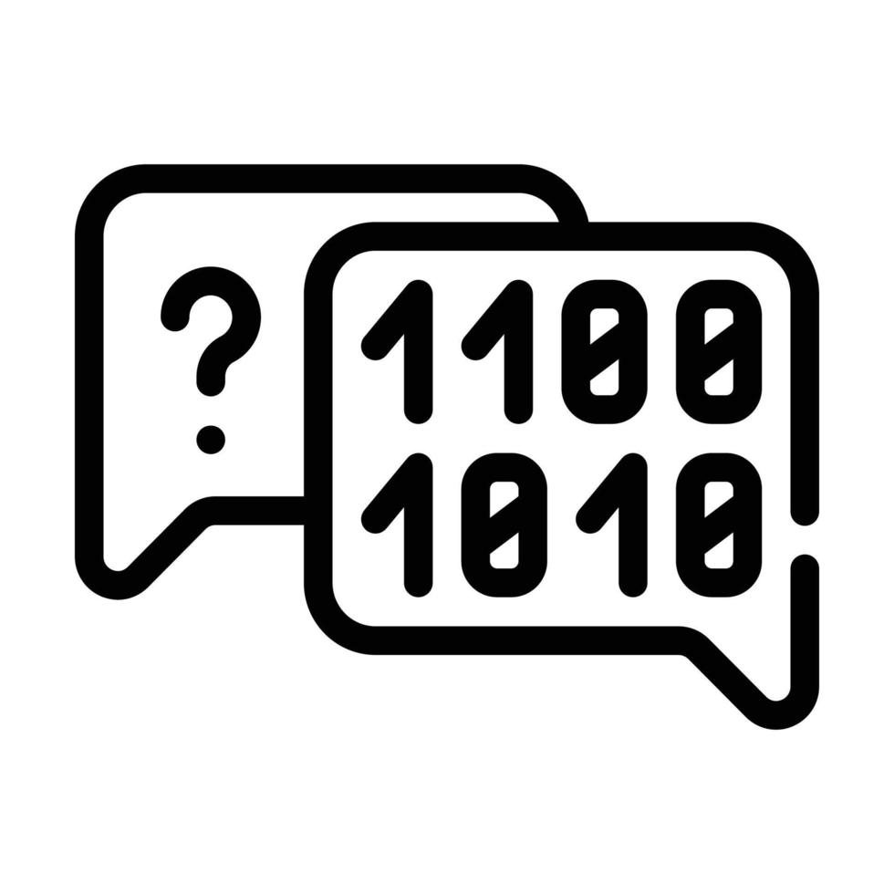 binary code and question mark quote frame line icon vector illustration