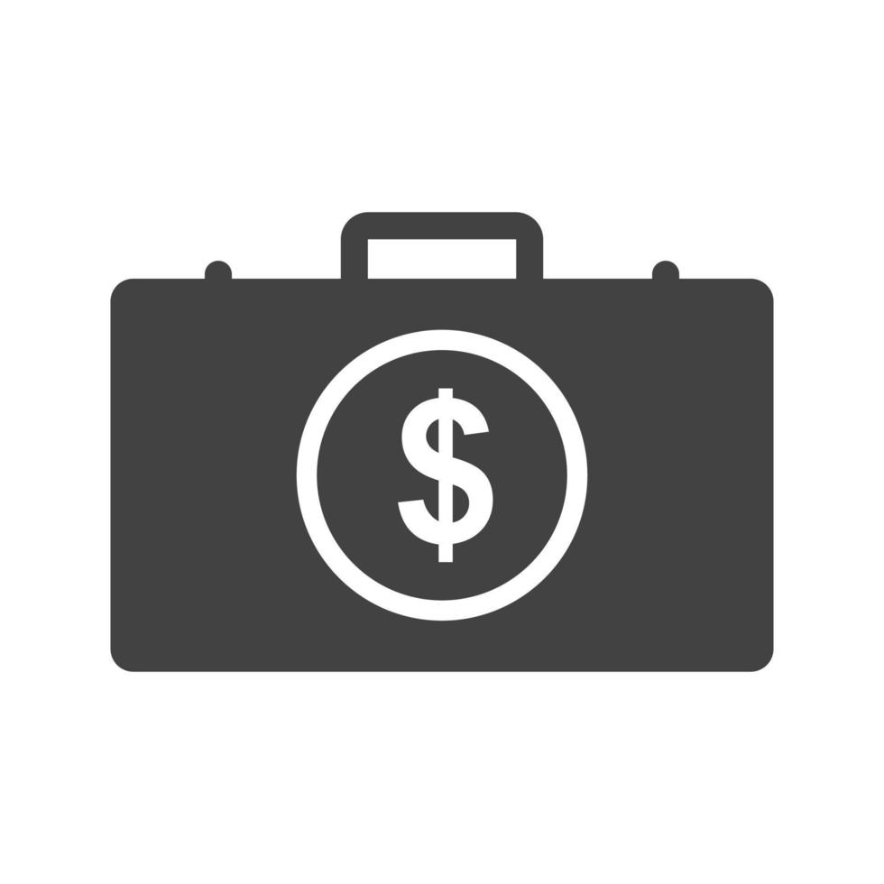 Dollar Briefcase Glyph Black Icon vector