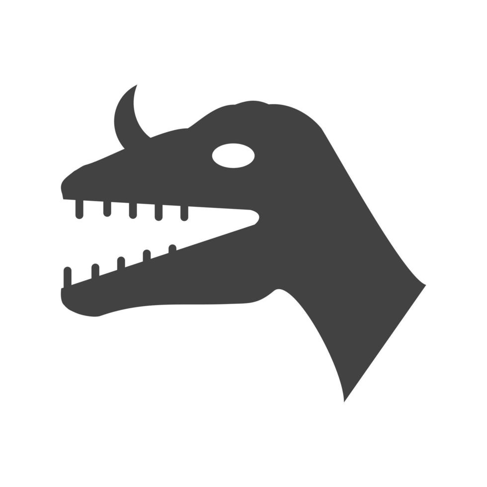 Dinosaur Face Glyph Black Icon vector