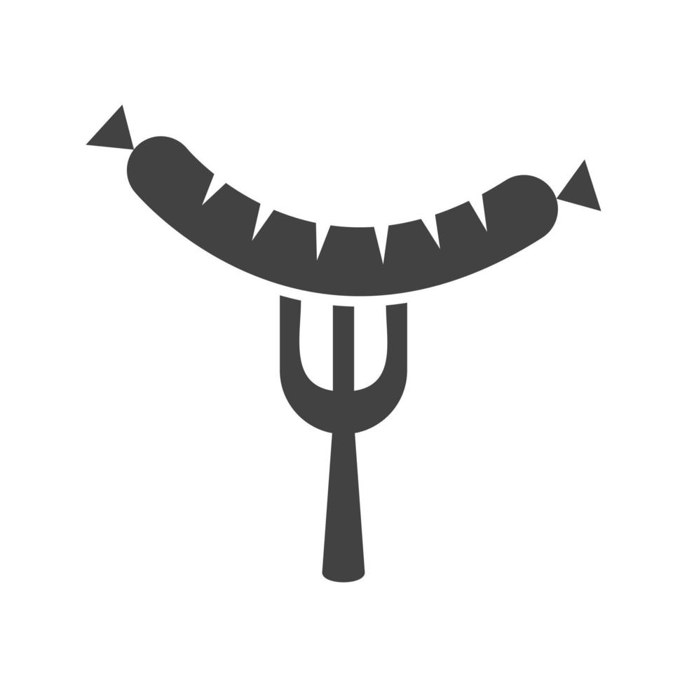 Sausage on Fork Glyph Black Icon vector