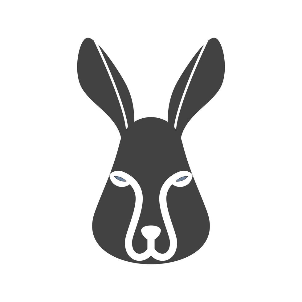 Rabbit Face Glyph Black Icon vector