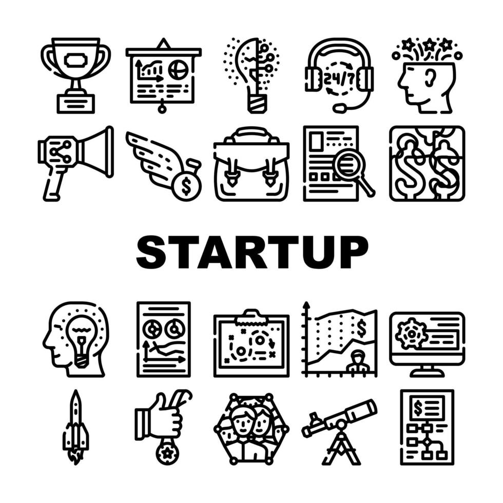 Startup Business Work Collection Icons Set Vector