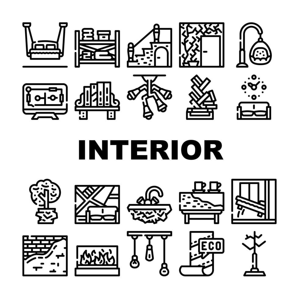 conjunto de iconos de colección de diseño de estilo interior vector