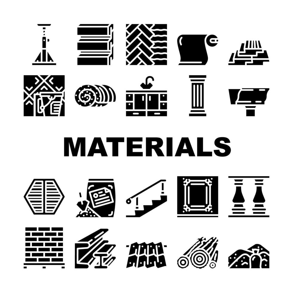 vector de conjunto de iconos de materiales y suministros de construcción