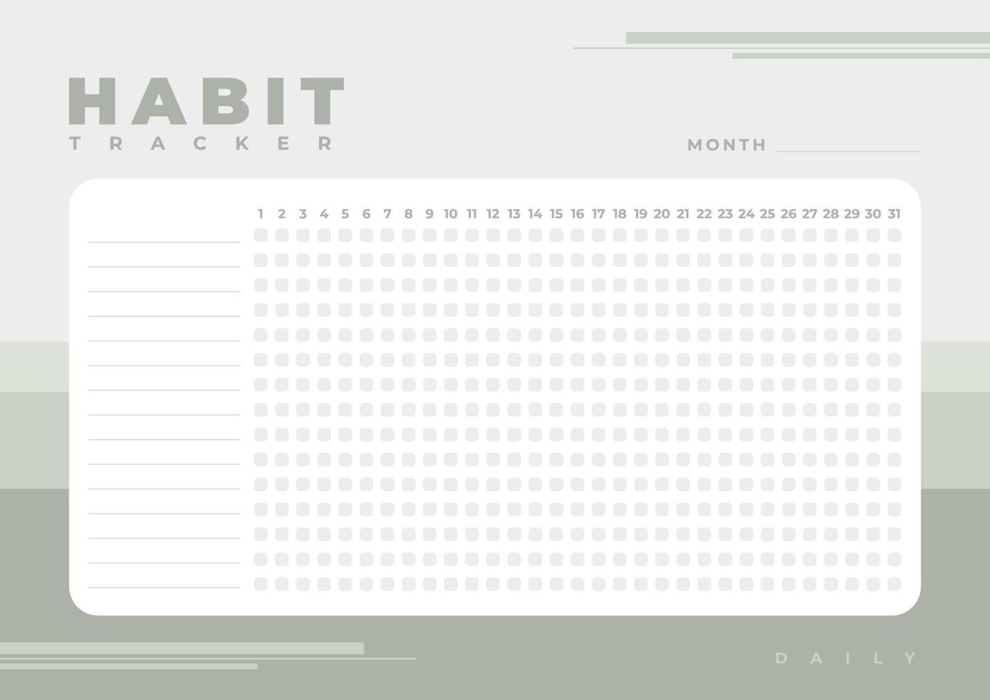 habit tracker monthly planner blank template vector
