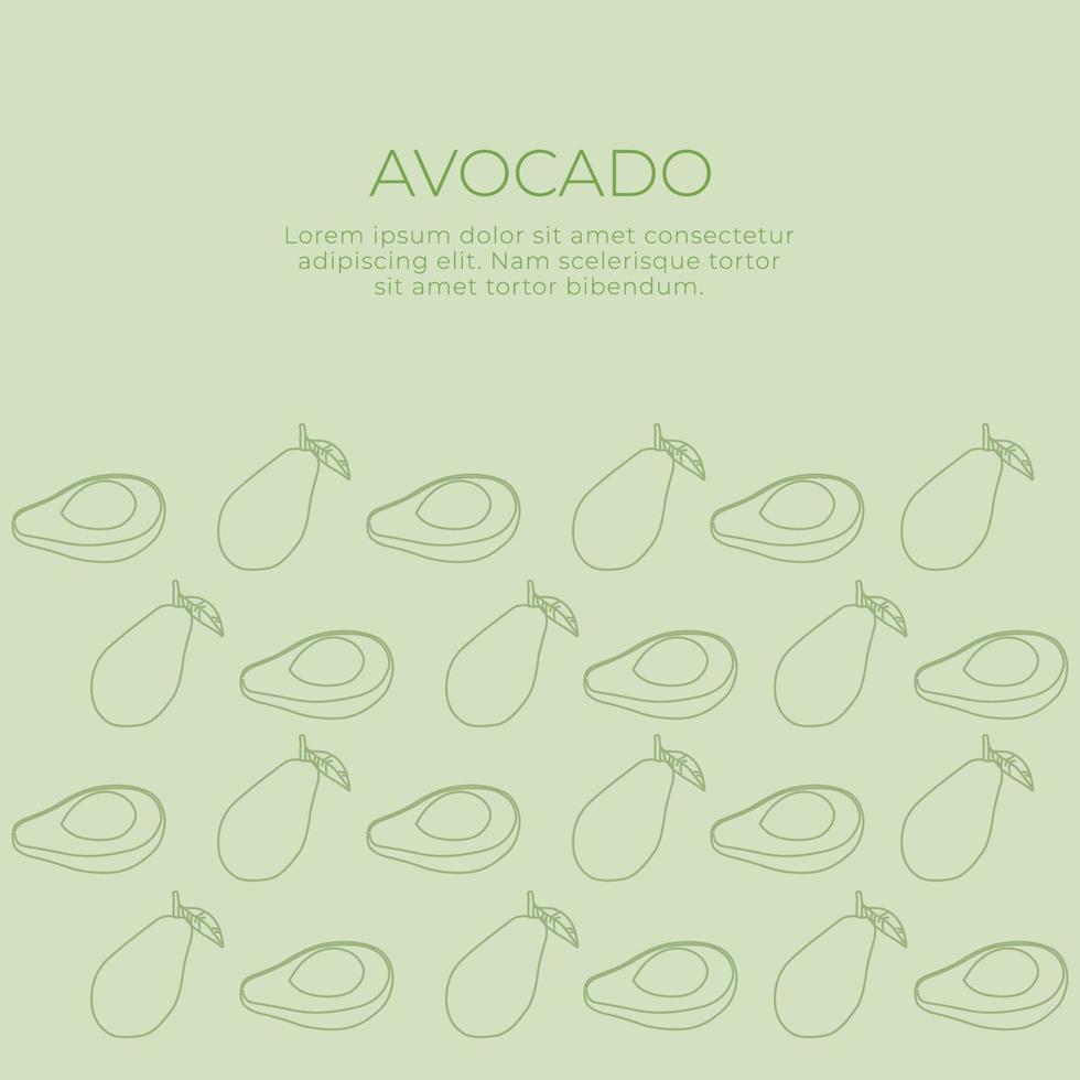 avocado full and half outline vector