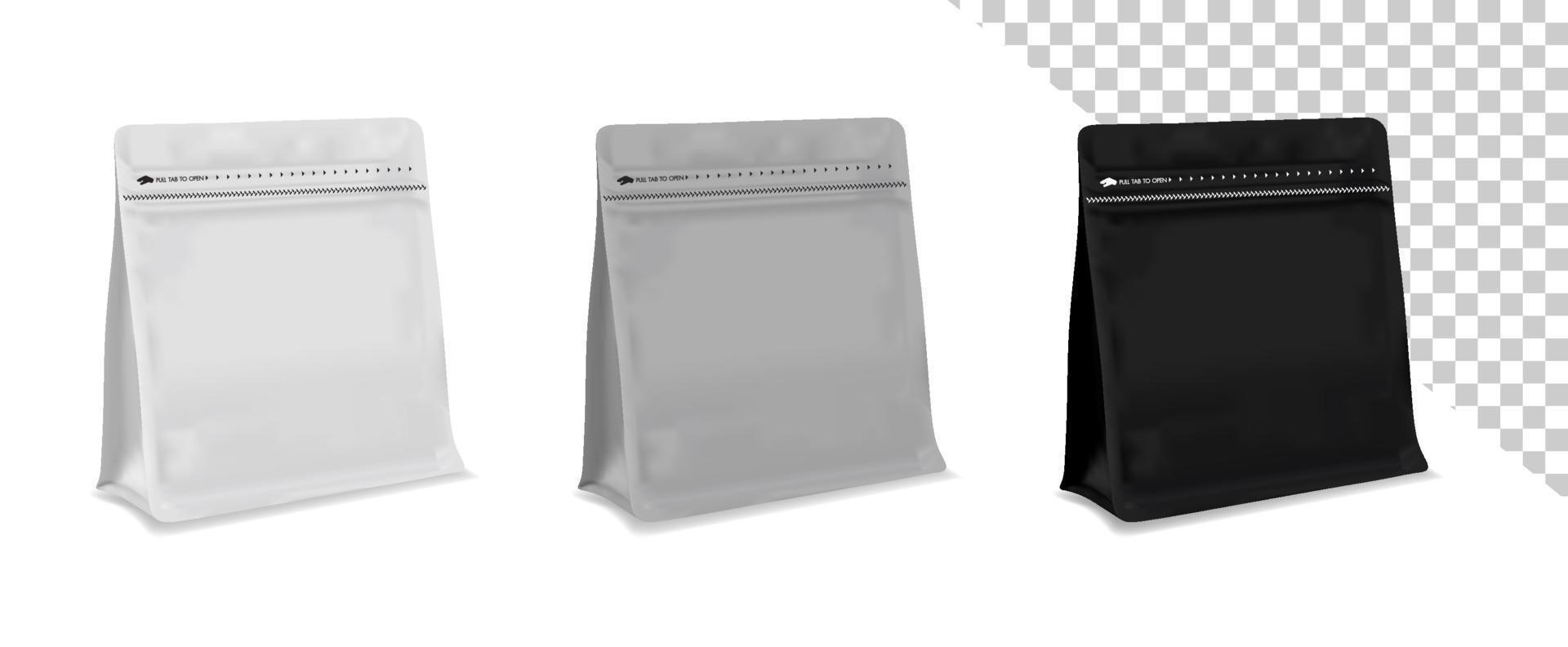 Blank coffee bag vector. Bag for coffee bean. Coffee drip package. vector
