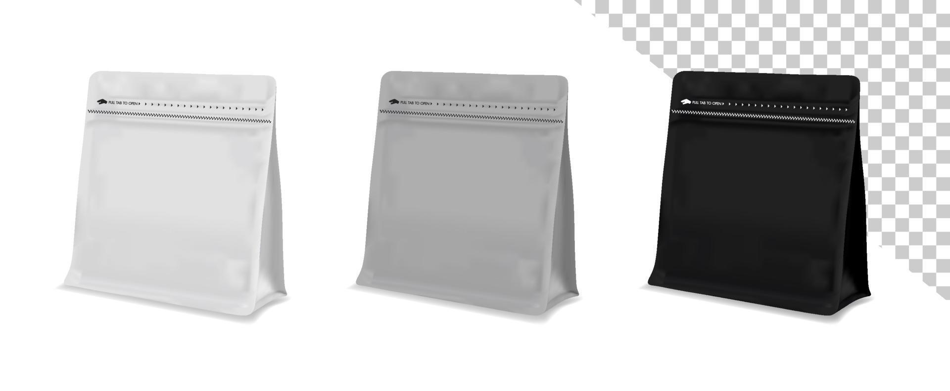 Blank coffee bag vector. Bag for coffee bean. Coffee drip package. vector