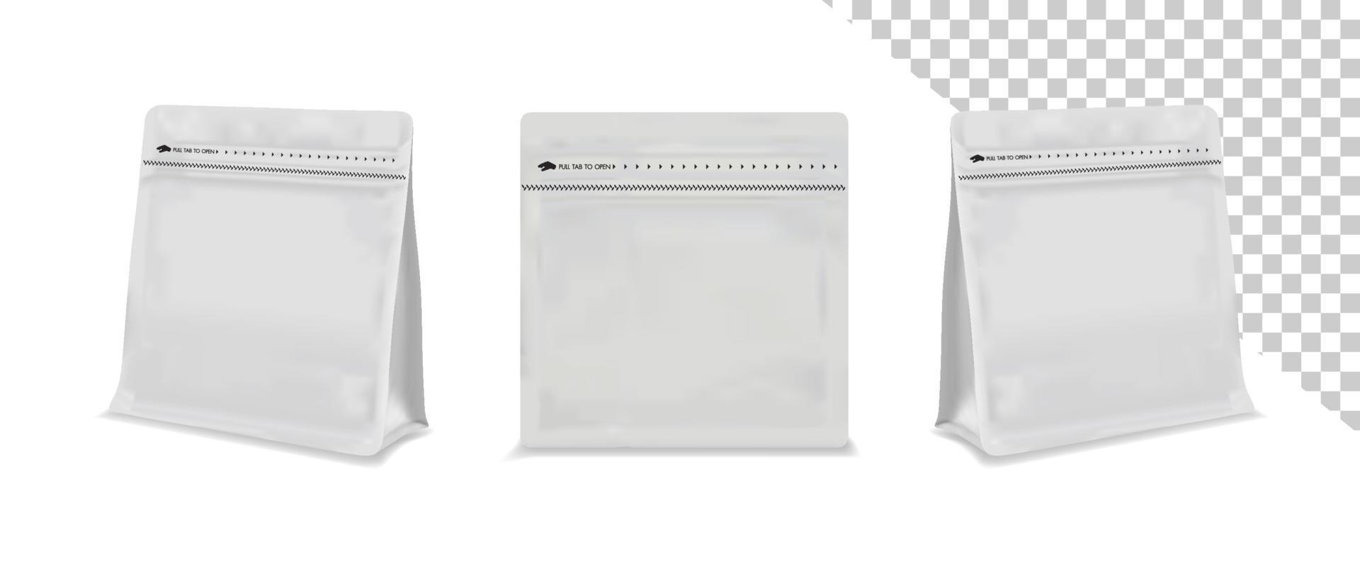 Blank coffee bag vector. Bag for coffee bean. Coffee drip package. vector