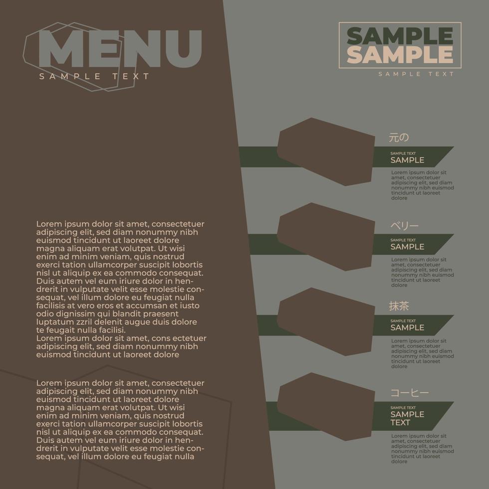 Simple menu template. Info Graphic for advertising. Brown and grey background vector