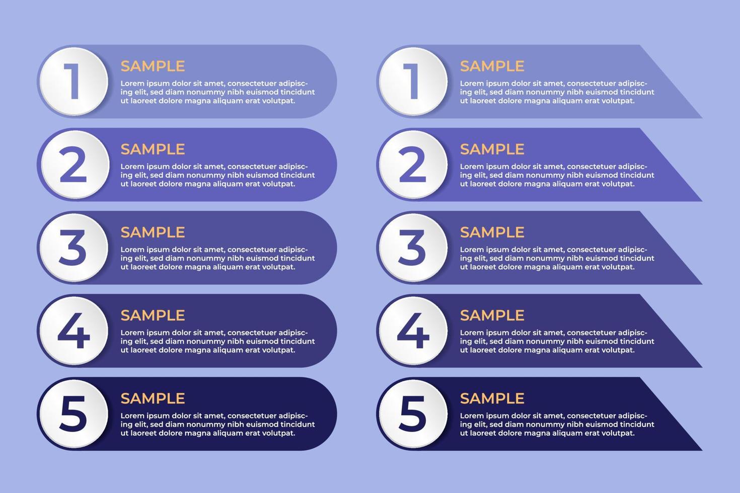 menú de lista infográfica. número de lista en fondo morado. plantilla de menú de lista. vector