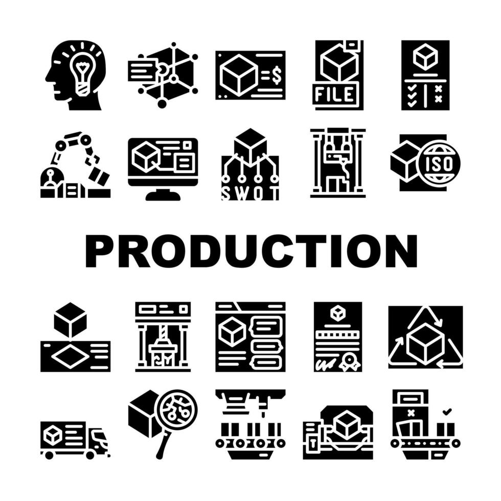 Production Business Collection Icons Set Vector