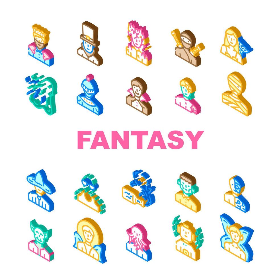 Fantasy And Magical Character Icons Set Vector