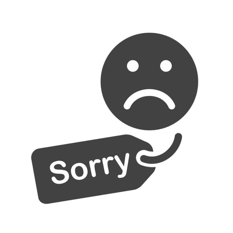 Apology tag Glyph Black Icon vector