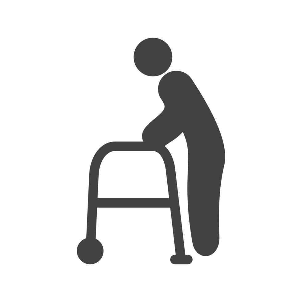 Old Man Walking Glyph Black Icon vector