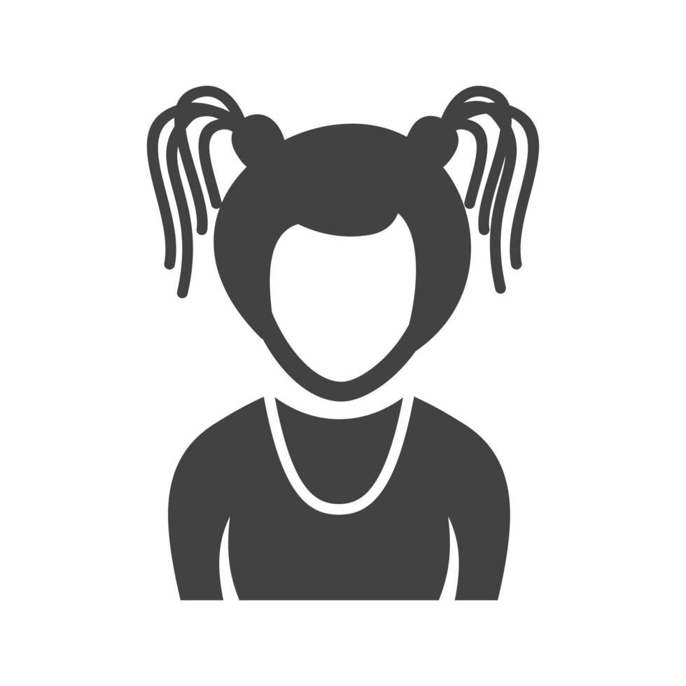 Girl in High Ponytails Glyph Black Icon vector