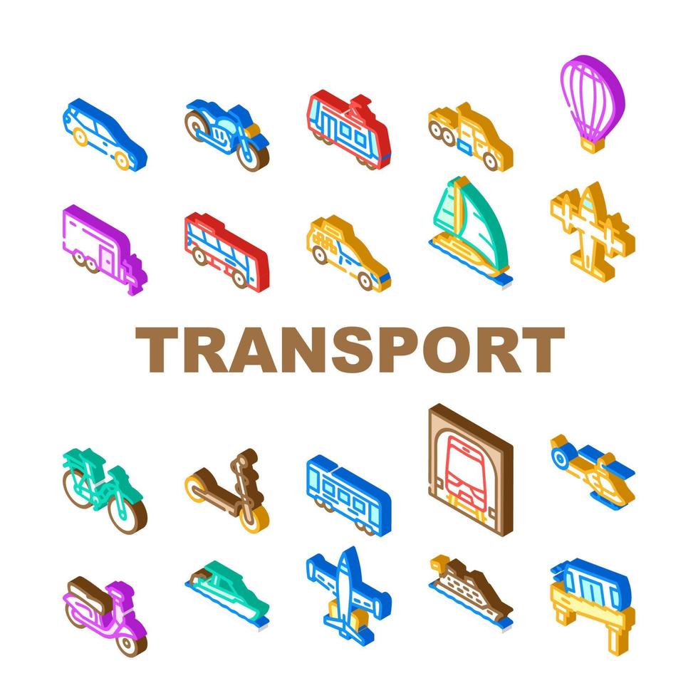 Transport Vehicle And Flying Icons Set Vector