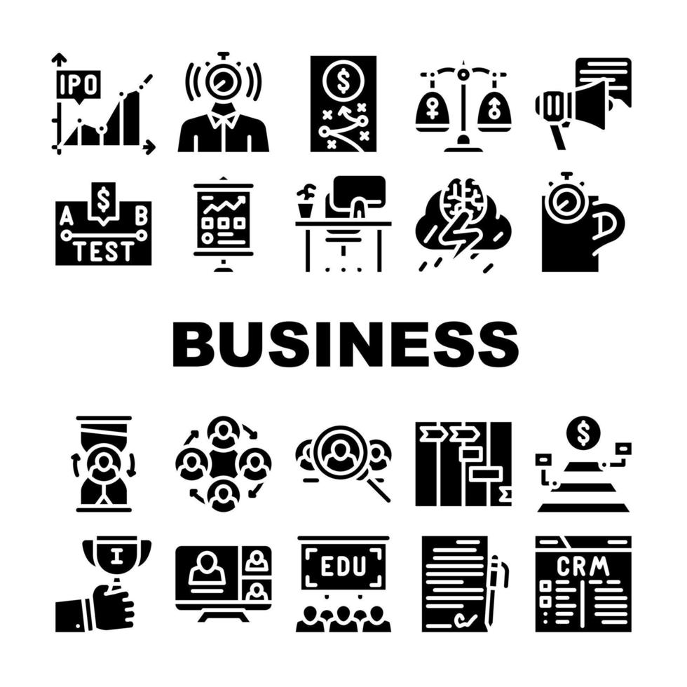 Business Situations Collection Icons Set Vector Illustration