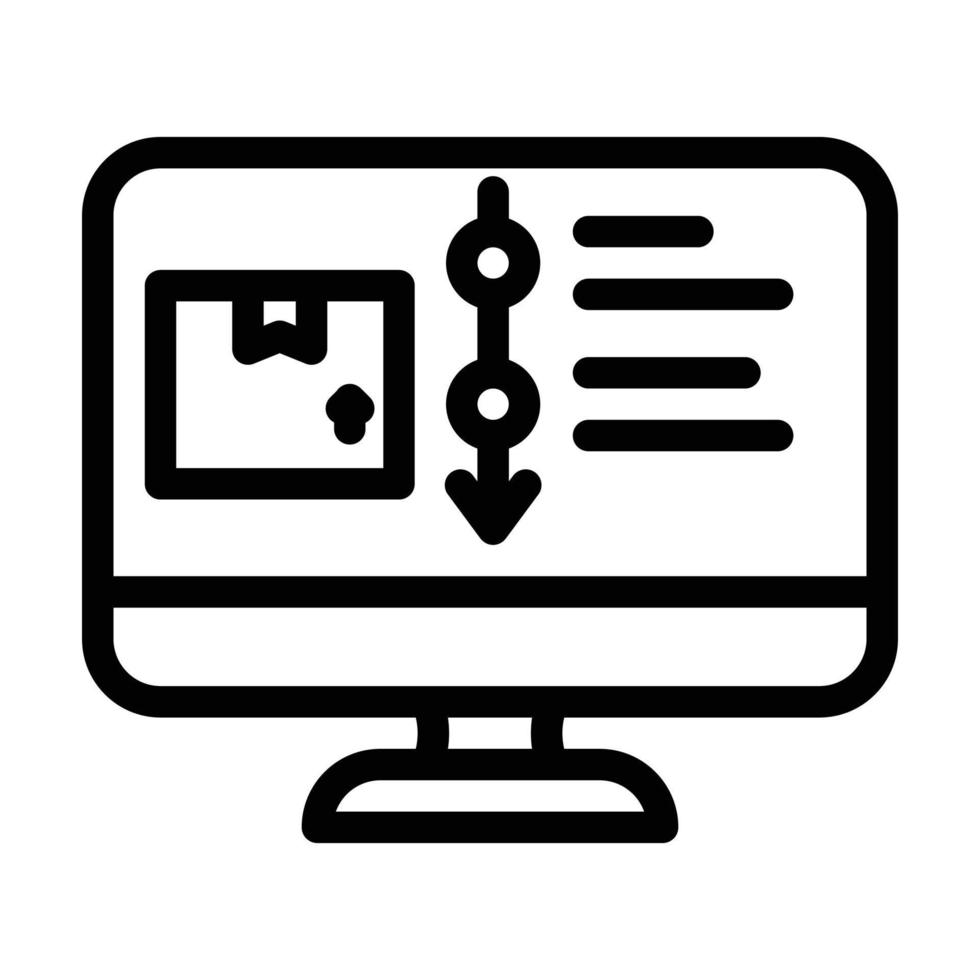 monitoreo de dirección en la ilustración de vector de icono de línea de computadora