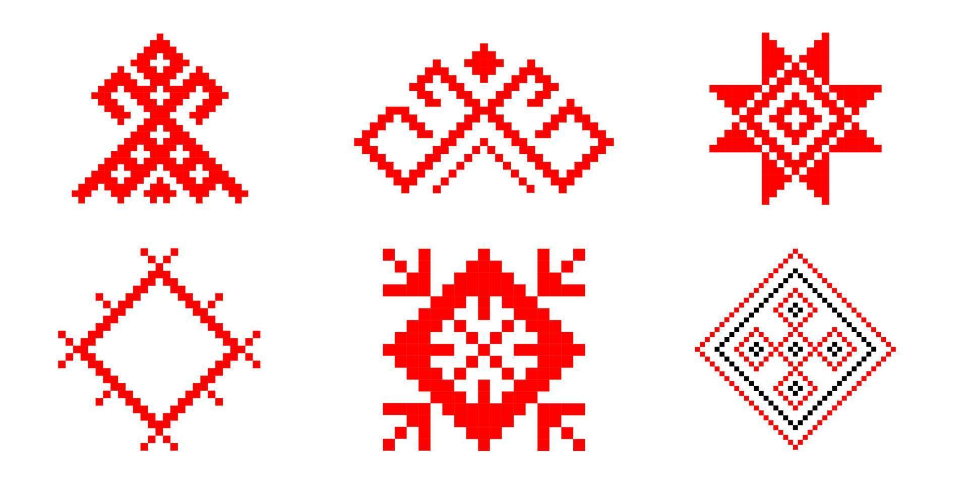 set with Belarusian ornament vector