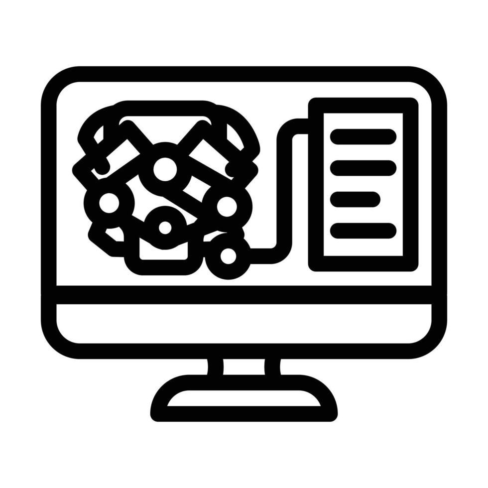 engine digital analysis and check line icon vector illustration