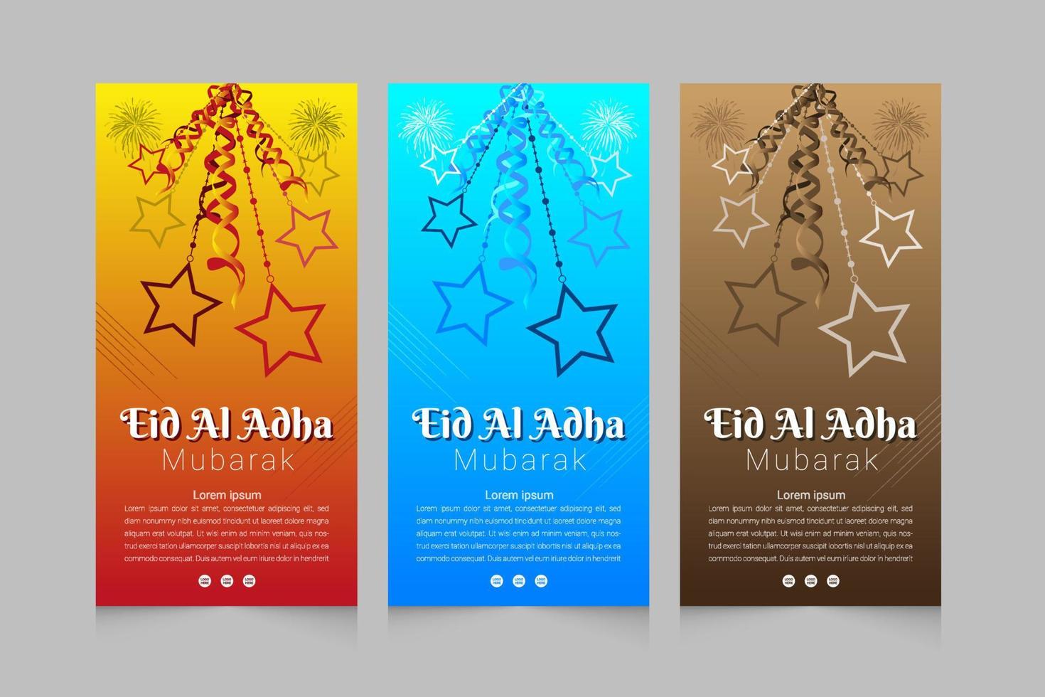 Eid Al Adha sale vertical web template set design vector