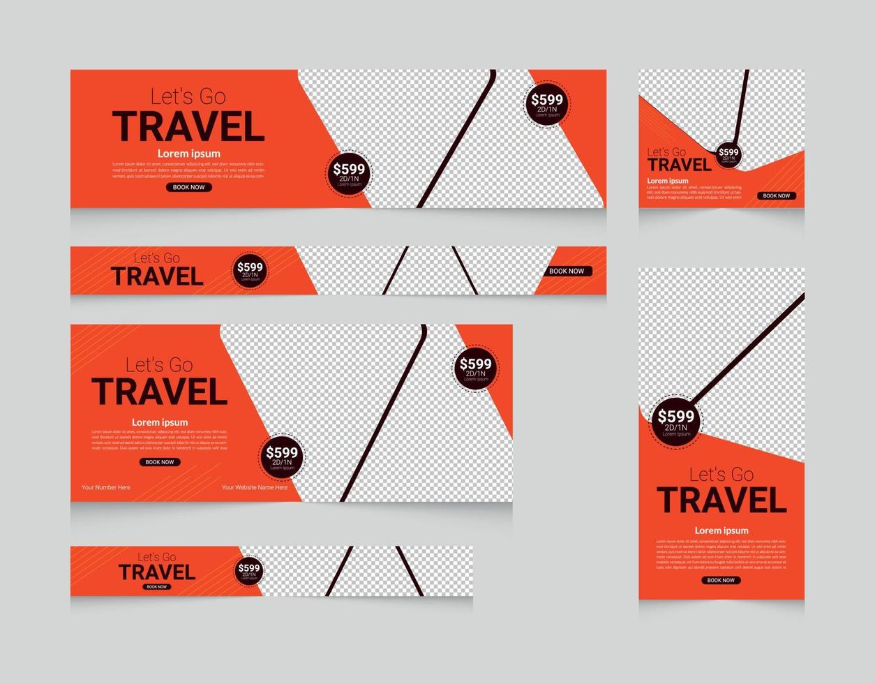 Travel sale web banner post template design vector