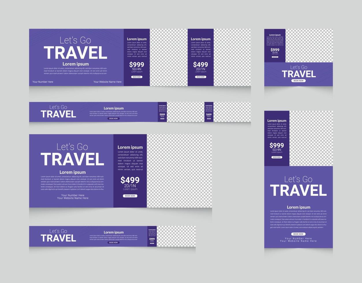 Travel sale web banner post template design vector