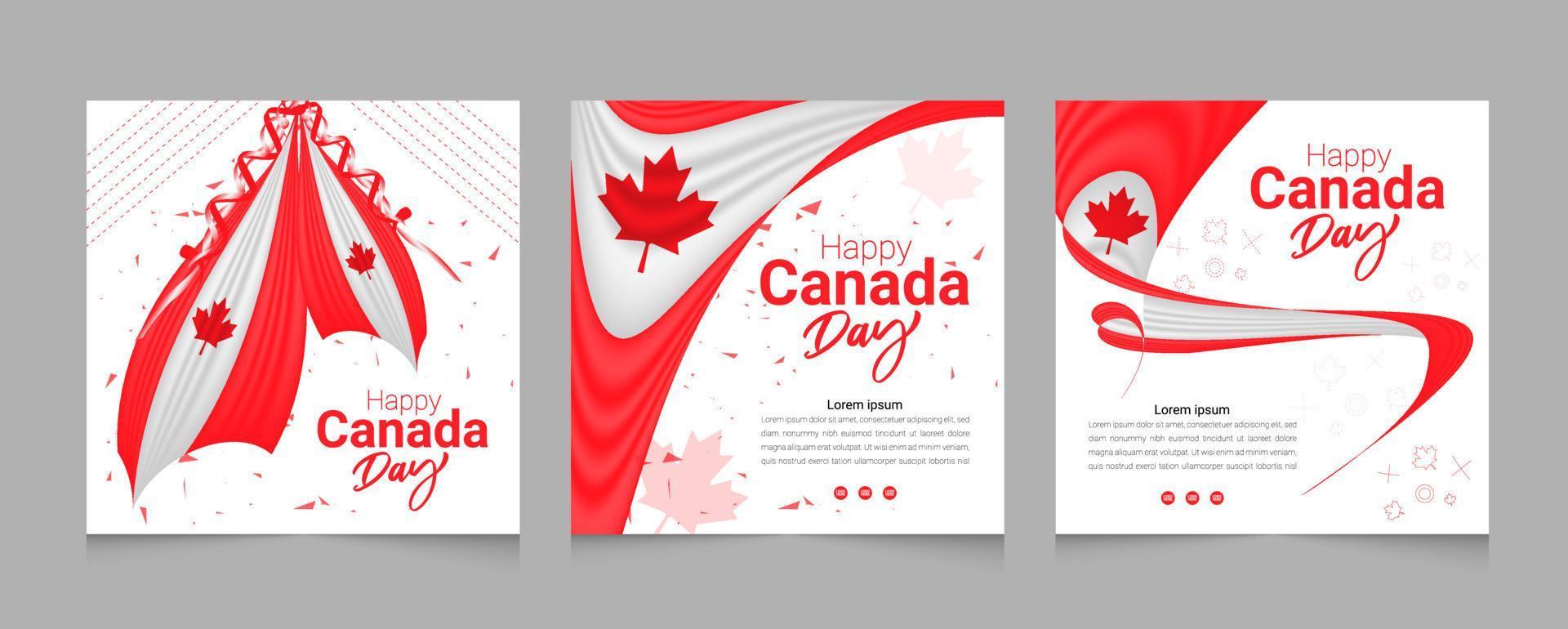 Happy Canada Day social media post banner template set design vector