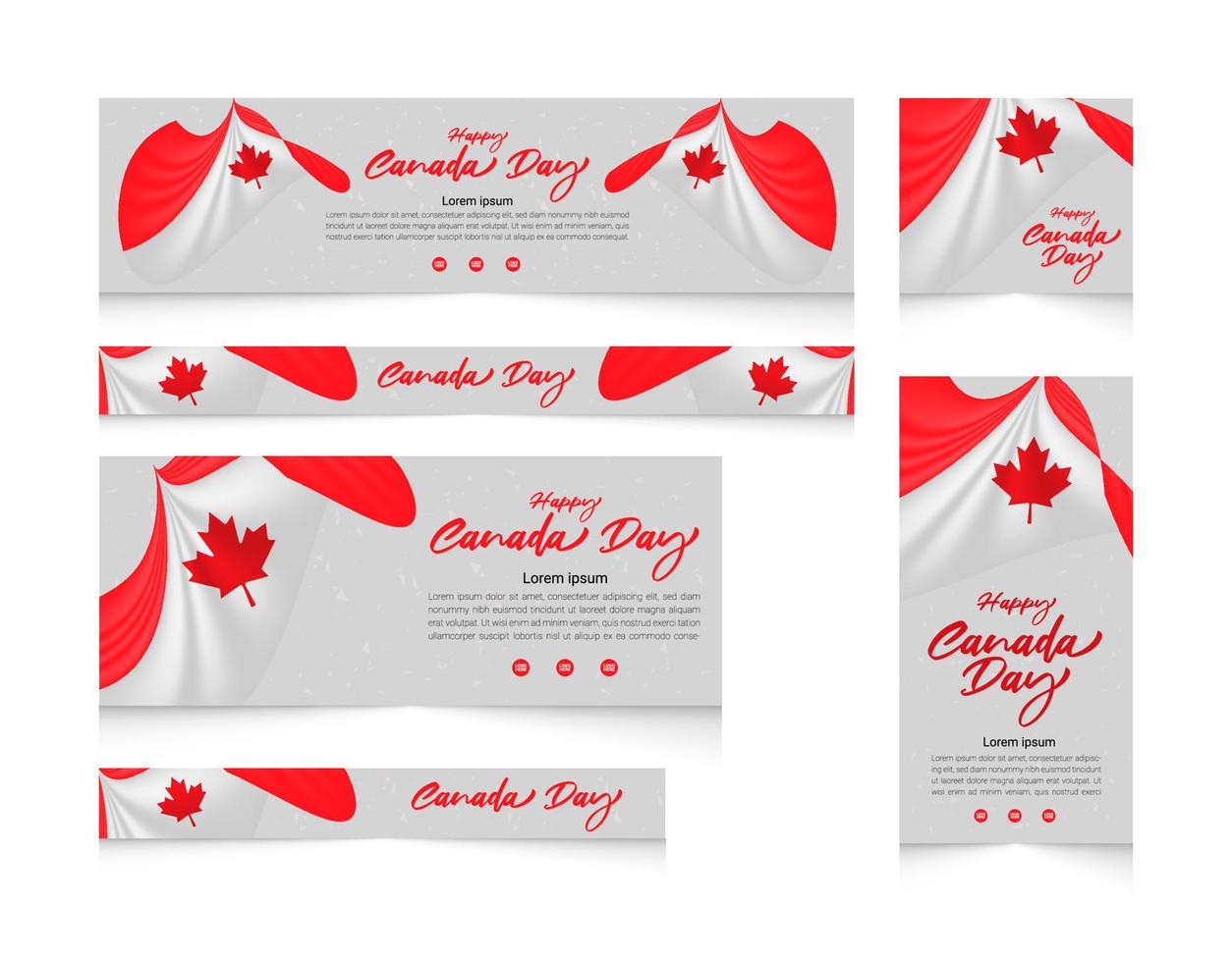 Happy Canada Day web banner template set design vector