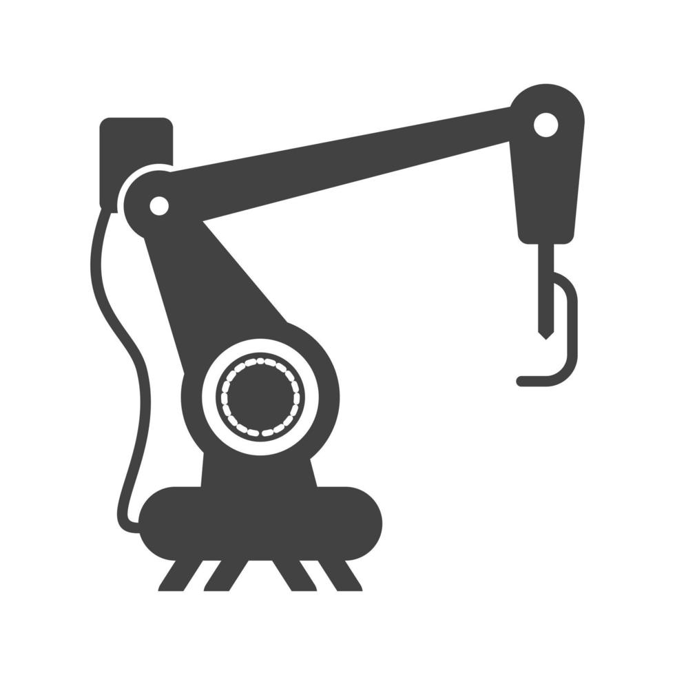 Industrial Robot III Glyph Black Icon vector