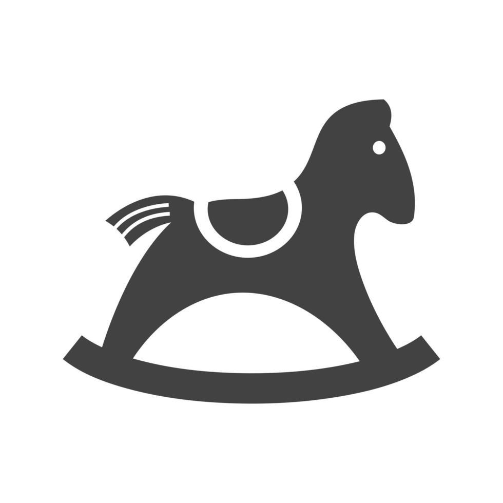 caballo mecedora glifo icono negro vector