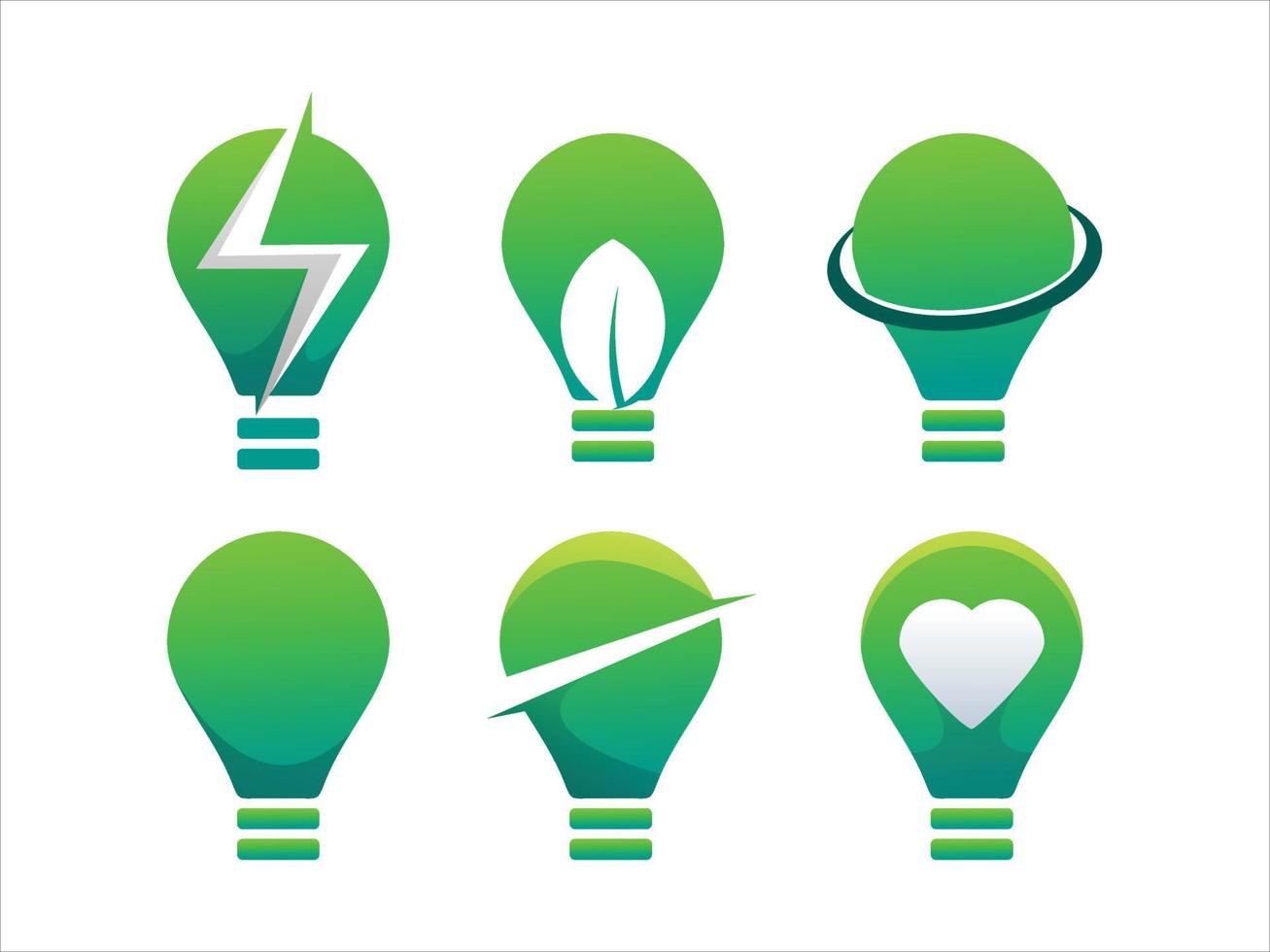 Collection bulb green bundle gradient logo vector