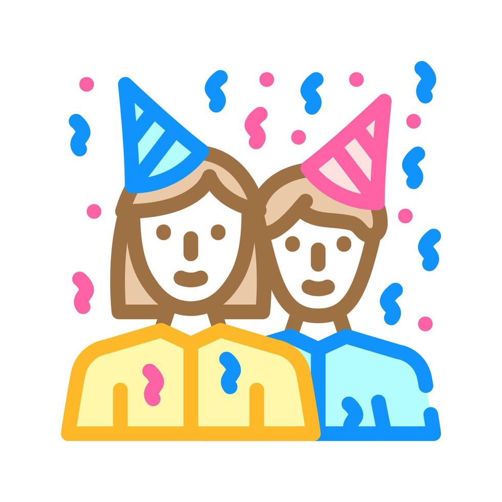 invitados cumpleaños color icono vector ilustración