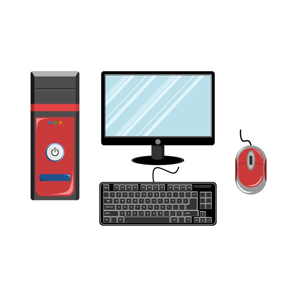 ilustración de hardware de computadora, pantalla, cpu, mouse y teclado vector