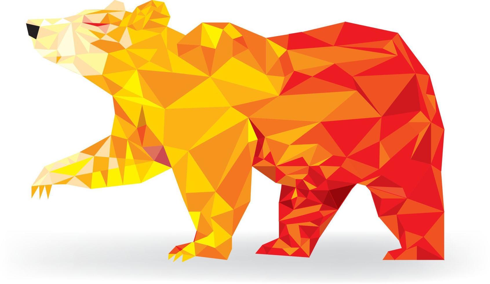 Grizzly bear in geomeyric pattern  low polygon bearish trend, technology trading for stock market, vector art and illustration.