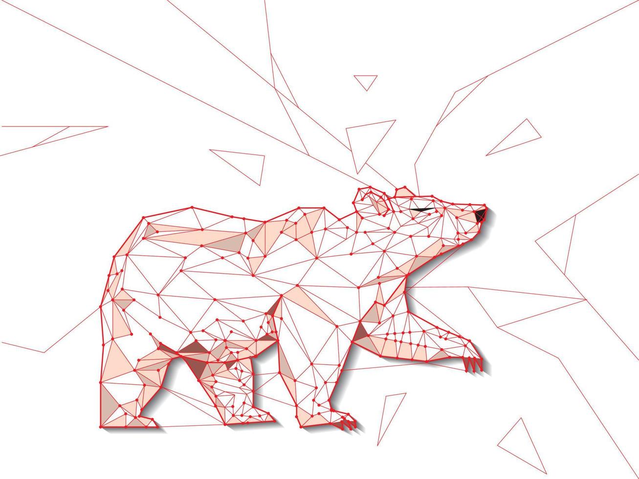 BEAR Wire frame low polygon bearish trend, technology trading for stock market, vector art and illustration.