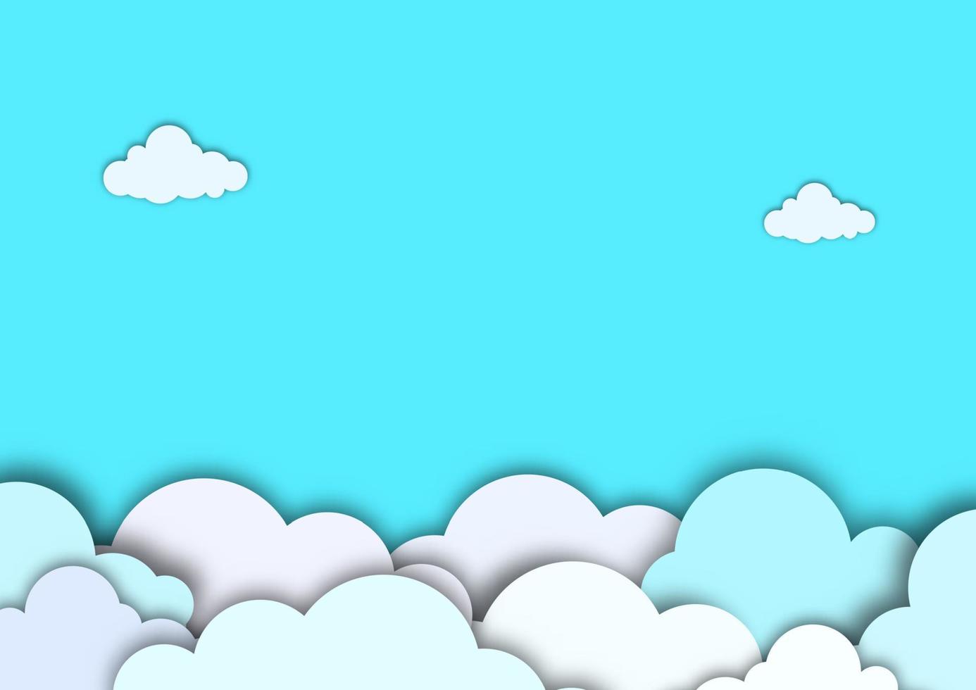 Sky clouds  with stars paper cut style. vector